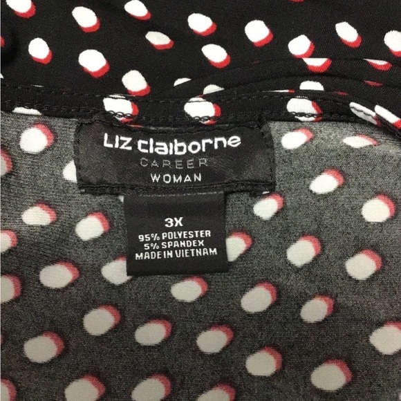 Liz Claiborne Career Woman Pleated Scoop Neck Polka Dot Blouse, Black, sz 3X - Picture 5 of 10